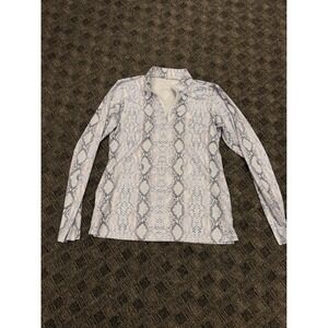 SOFIBELLA Womens Snake Print Long Sleeve Quarter Zip Golf‎ Top Shirt